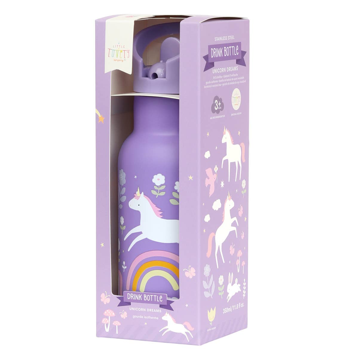 Kids stainless steel drink/water bottle: Unicorn dreams