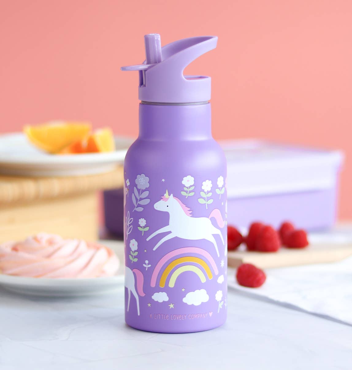 Kids stainless steel drink/water bottle: Unicorn dreams