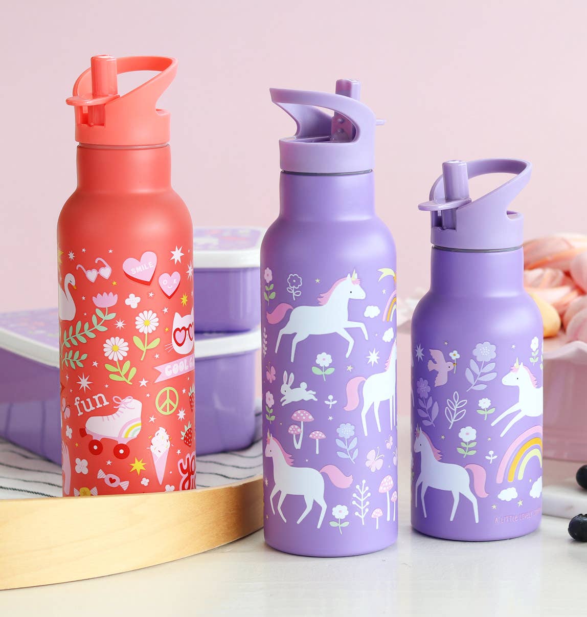 Kids stainless steel drink/water bottle: Unicorn dreams