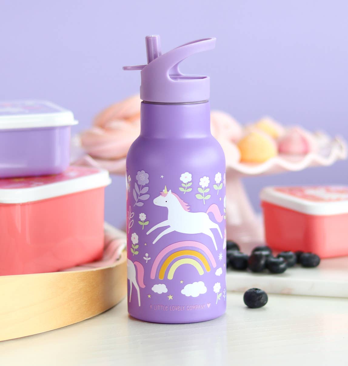 Kids stainless steel drink/water bottle: Unicorn dreams