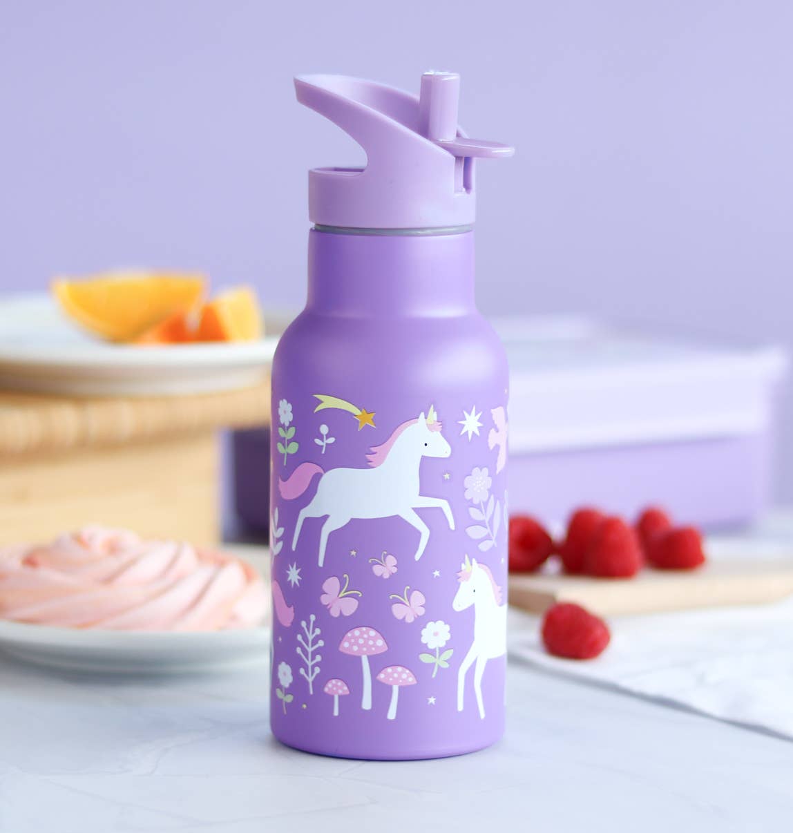 Kids stainless steel drink/water bottle: Unicorn dreams